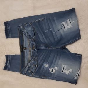 JUDY BLUE Skinny Fit Stretchy Distressed Blue Jeans sz 31